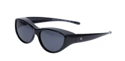 Hilco LEADER FITOVER: AMELIA Sunglasses, Shiny Black (Gray lens)