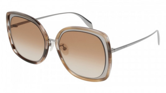 Alexander McQueen AM0151S Sunglasses, 004 - RUTHENIUM with BROWN lenses