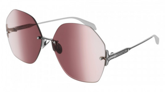 Alexander McQueen AM0178S Sunglasses, 002 - SILVER with RED lenses