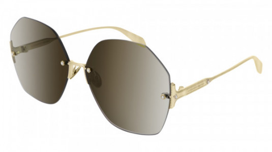 Alexander McQueen AM0178S Sunglasses, 003 - GOLD with BROWN lenses