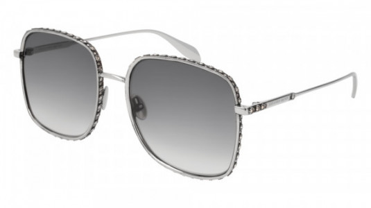 Alexander McQueen AM0180S Sunglasses, 002 - SILVER with GREY lenses