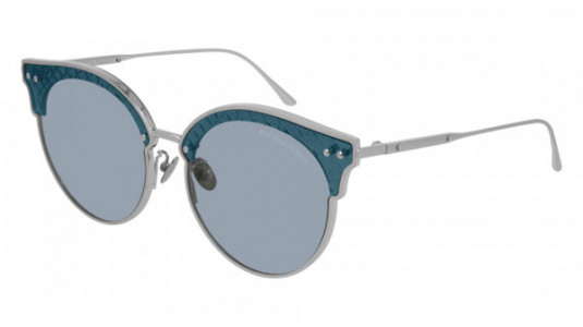 Bottega Veneta BV0210S Sunglasses, 002 - SILVER with BLUE lenses