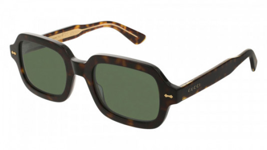 Gucci GG0072S Sunglasses, 003 - HAVANA with GREEN lenses