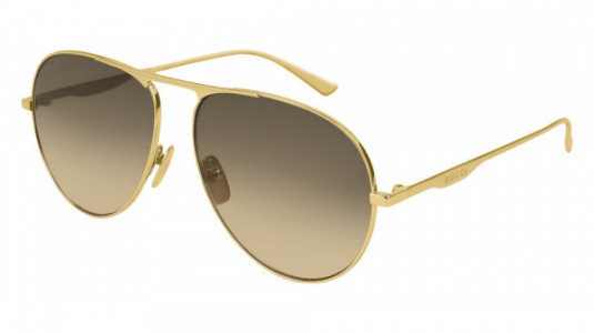 Gucci GG0334S Sunglasses, 001 - GOLD with BROWN lenses