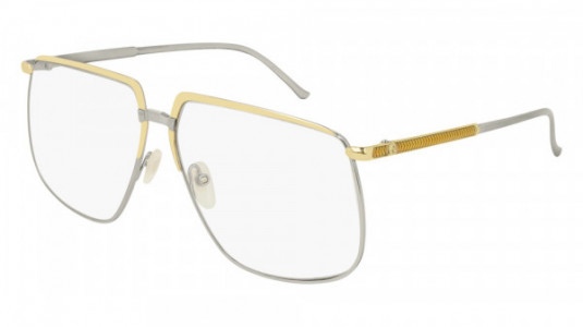 Gucci GG0365S Sunglasses, 001 - GOLD with SILVER temples and TRANSPARENT lenses
