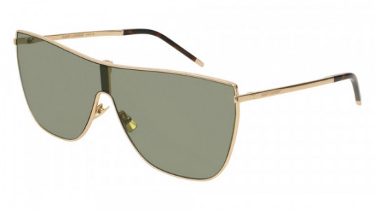 Saint Laurent SL 1 MASK Sunglasses, 004 - GOLD with GREEN lenses