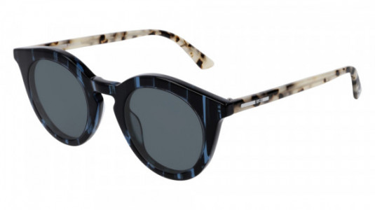 McQ MQ0167S Sunglasses, 004 - BLUE with HAVANA temples and BLUE lenses