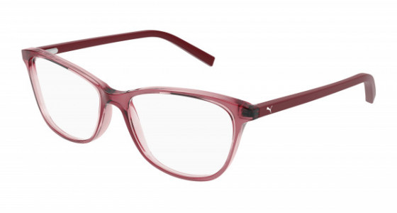 Puma PJ0033O Eyeglasses, 009 - PINK with BROWN temples and TRANSPARENT lenses