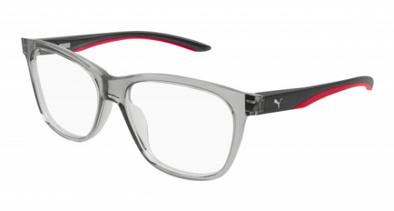 Puma PU0208O Eyeglasses, 007 - CRYSTAL with GREY temples and TRANSPARENT lenses