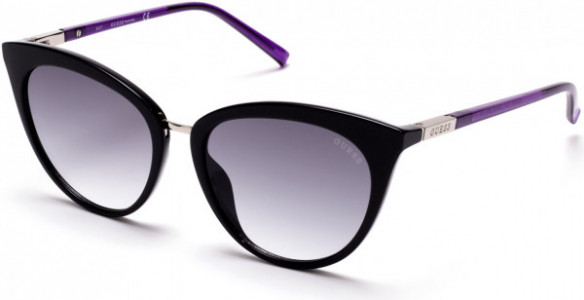 Guess GU3035 Sunglasses, 01X - Shiny Black / Blue Mirror Lenses