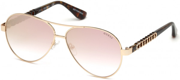 Guess GU7518-S Sunglasses, 28G - Shiny Rose Gold / Brown Mirror Lenses