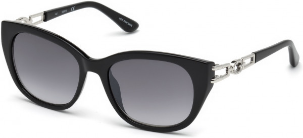 Guess GU7562 Sunglasses, 01B - Shiny Black / Gradient Smoke Lenses