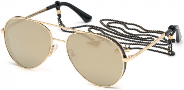 Guess GU7607 Sunglasses, 32G - Gold / Brown Mirror Lenses