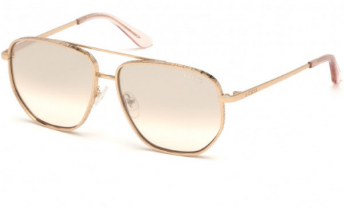 Guess GU7635 Sunglasses, 28U - Shiny Rose Gold / Bordeaux Mirror