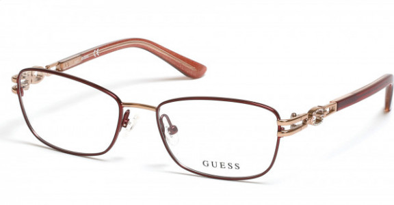 Guess GU2687 Eyeglasses, 028 - Shiny Pale Gold / Bordeaux/Monocolor