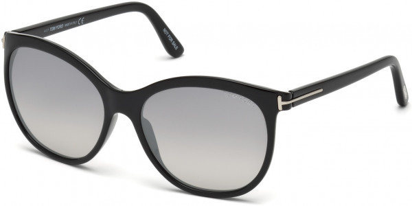 Tom Ford FT0568 Geraldine-02 Sunglasses, 01C - Shiny Black  / Smoke Mirror