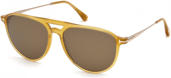 Tom Ford FT0587 Carlo-02 Sunglasses, 39J - Shiny Yellow / Roviex