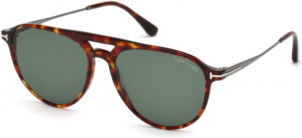 Tom Ford FT0587 Carlo-02 Sunglasses, 54N - Red Havana / Green