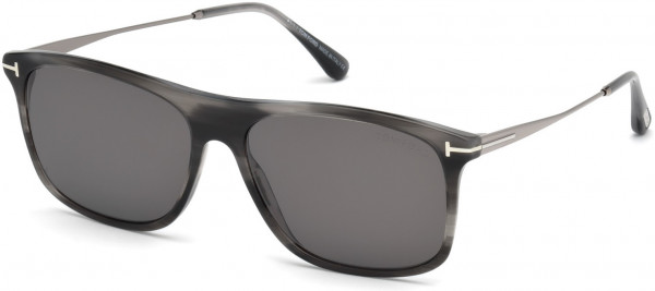 Tom Ford FT0588 Max-02 Sunglasses, 20A - Shiny Striped Grey Front, Shiny Light Ruthenium Temples/ Smoke Lenses