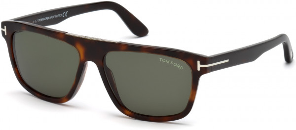 Tom Ford FT0628 Cecilio-02 Sunglasses, 52N - Shiny Dark Havana/ Green Lenses