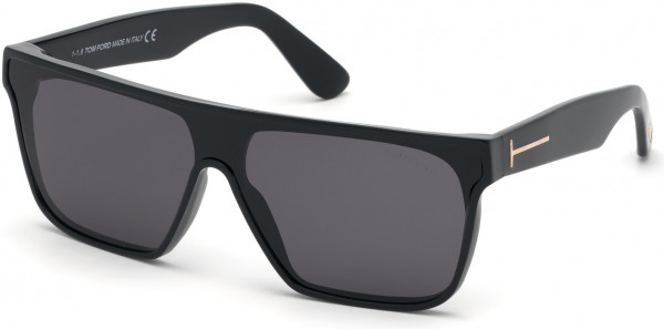 Tom Ford FT0709 Whyat Sunglasses, 01A - Shiny Black, Shiny Rose Gold / Smoke Lenses