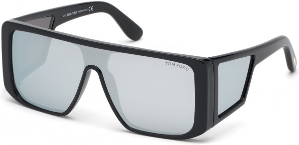 Tom Ford FT0710 Atticus Sunglasses, 01C - Shiny Black, Shiny Rose Gold / Smoke W. Silver Flash Lenses