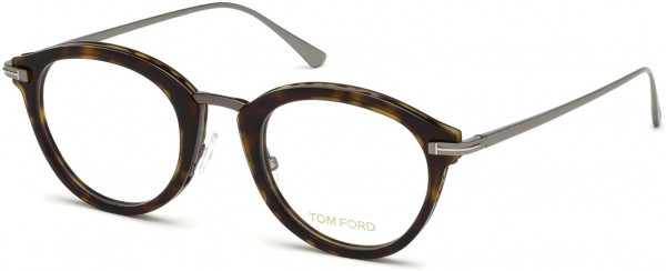 Tom Ford FT5497 Eyeglasses, 052 - Shiny Classic Dark Havana, Shiny Dark Ruthenium