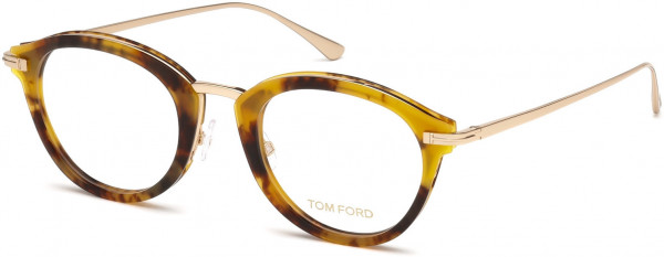 Tom Ford FT5497 Eyeglasses, 055 - Shiny Yellow Vintage Havana, Shiny Rose Gold