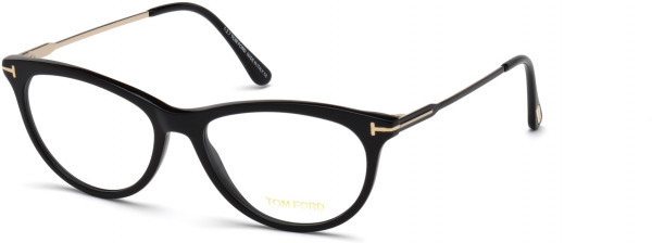 Tom Ford FT5509 Eyeglasses, 001 - Black Front, Black Metal Front Of Temples, Rose Gold Inner Temples