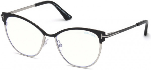 Tom Ford FT5530-B Eyeglasses, 005 - Black W. Palladium Rims, Inner Temples, & 