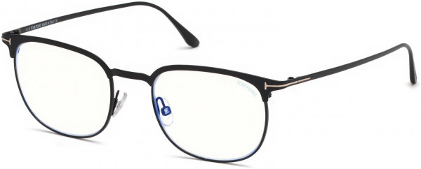 Tom Ford FT5549-B Eyeglasses, 002 - Matte Black Enamel, Matte Black / Blue Block Lenses