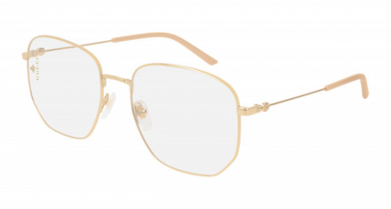 Gucci GG0396S Sunglasses, 001 - GOLD with TRANSPARENT lenses