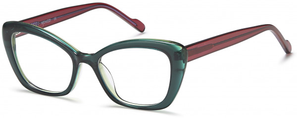 Menizzi M4027K Eyeglasses, 02-Transparent Green/Wine
