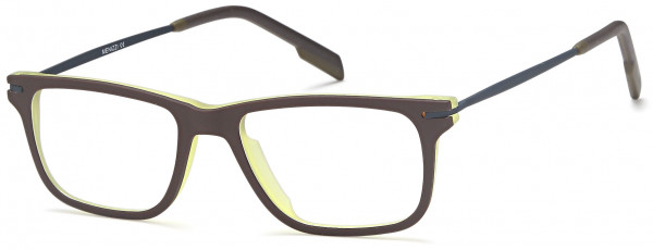 Menizzi M3099K Eyeglasses, 02-Brown/Mustard