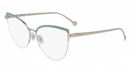 Ferragamo SF2175 Eyeglasses, (711) SHINY GOLD/AQUA
