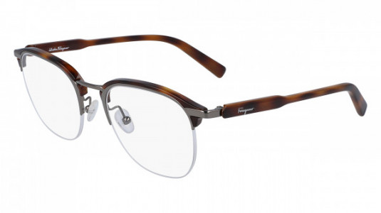 Ferragamo SF2180 Eyeglasses, (068) SHINY DARK RUTHENIUM/TORTOISE