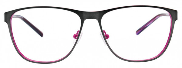 EasyClip EC487 Eyeglasses, 020 - Satin Dark Grey & Fuchsia