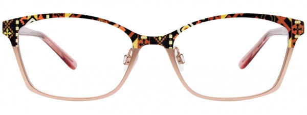 EasyClip EC484 Eyeglasses, 010 - Brown Pattern & Gold
