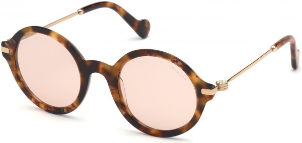 Moncler ML0081 Sunglasses, 55Y - Pearled Antique Rose Havana, Rose Gold/ Grad. Brown-To-Burgundy Lenses