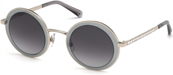 Swarovski SK0199 Sunglasses, 16B - Shiny Palladium / Gradient Smoke Lenses