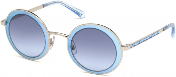 Swarovski SK0199 Sunglasses, 16W - Shiny Palladium / Gradient Blue Lenses
