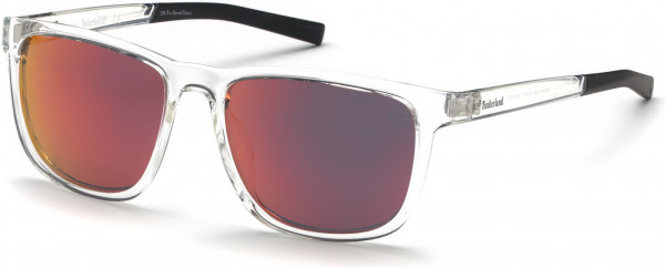 Timberland TB9162 Sunglasses, 26D - Shiny Crystal Front And Temples, Black Temple Tips / Red Mirror Lenses