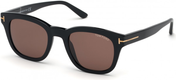 Tom Ford FT0676 Eugenio Sunglasses, 01E - Shiny Black/ Brown Lenses