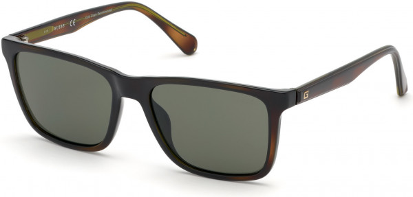 Guess GU6935 Sunglasses, 52N - Dark Havana / Green Lenses