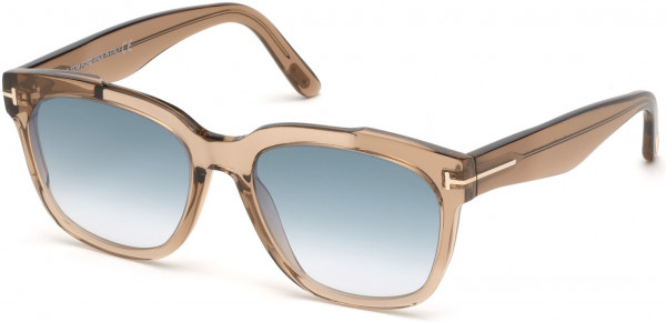 Tom Ford FT0714 Rhett Sunglasses, 45Q - Transp. Light Brown/ Grad. Turquoise-To-Sand W. Silver Flash Lenses