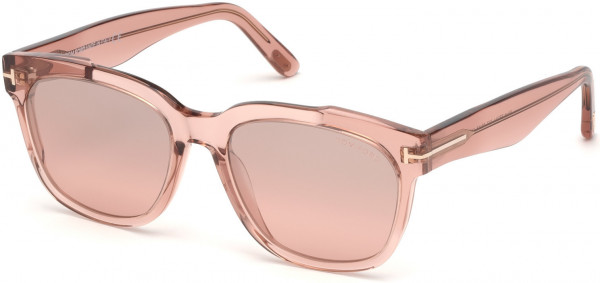 Tom Ford FT0714 Rhett Sunglasses, 72Z - Shiny Transp. Pink/ Pink W. Gradient Silver Flash Lenses