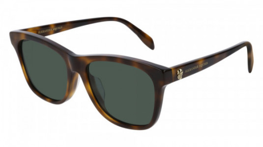 Alexander McQueen AM0158SA Sunglasses, 002 - HAVANA with GREEN lenses