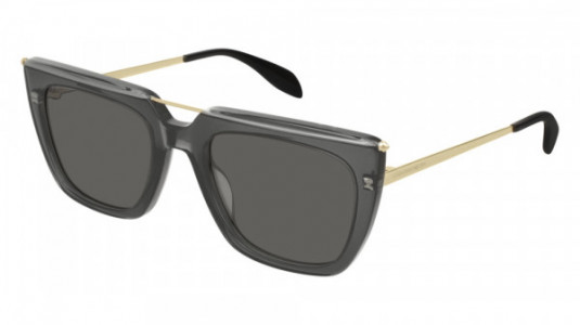 Alexander McQueen AM0169S Sunglasses, 001 - GREY with GOLD temples and GREY lenses