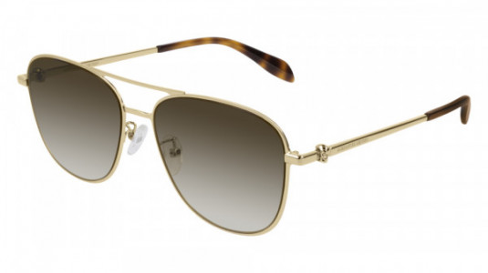 Alexander McQueen AM0187SK Sunglasses, 003 - GOLD with BROWN lenses