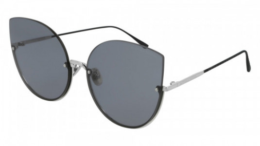 Bottega Veneta BV0204S Sunglasses, 001 - SILVER with BLACK temples and BLUE lenses